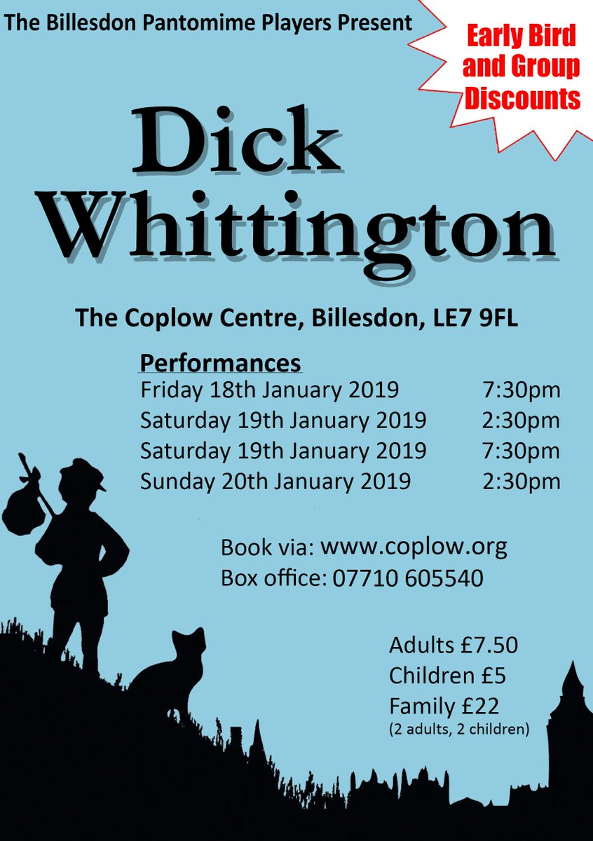 thecoplowcentre's tweet photo. Festive season over? Oh no it isn't! Dick Whittington 18th - 20th January 2019. - https://t.co/M4XPfnqWj0 https://t.co/1BUnSsnKrh