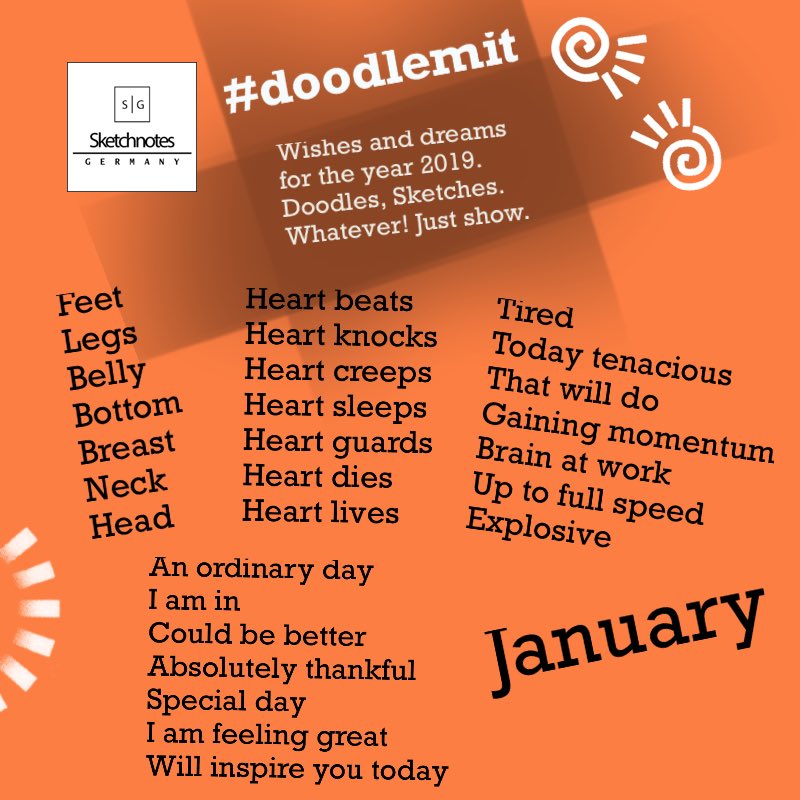 dieHauteCulture's tweet photo. #doodlemit Here come the proposals for daily doodling in january. Starting into the year with wishes, dreams, how am I? Choose a comic drawing of yourself, an animal, anything to combine with the words. #todaysdoodle #doodles https://t.co/tP2MuTNReY