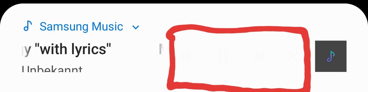 ManHambloch's tweet photo. Bug in the Samsung Music App on Android 9 with One UI on the Galaxy S9+. Buttons are nearly completely invisible in the notification bar. @SamsungDE @Samsung @SamsungMobile https://t.co/Z3xGOY2Um2