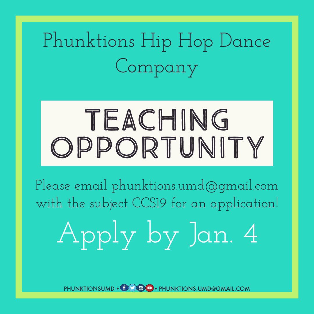 Reminder that teaching apps are due Friday!! #phunktionsumd