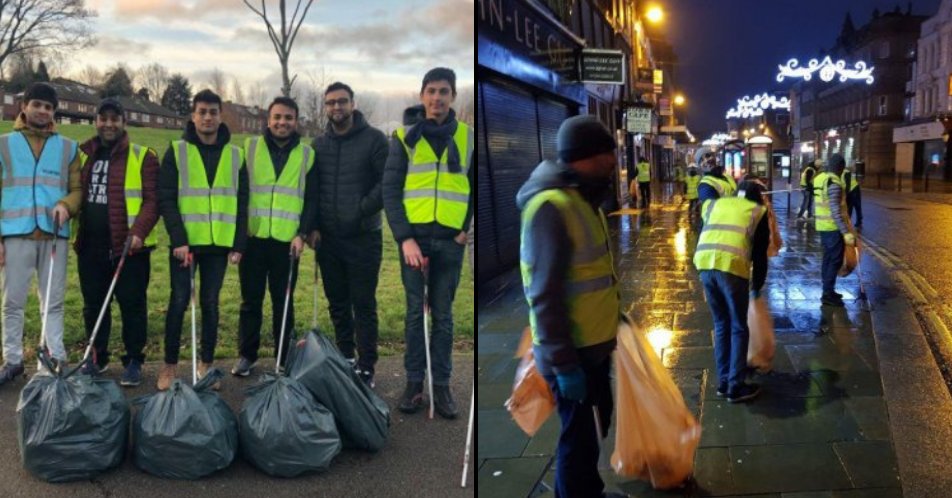 Young Muslims clean the streets after New Year's Eve celebrations across 50 UK cities. 👏👏 ladbible.com/news/uk-young-…