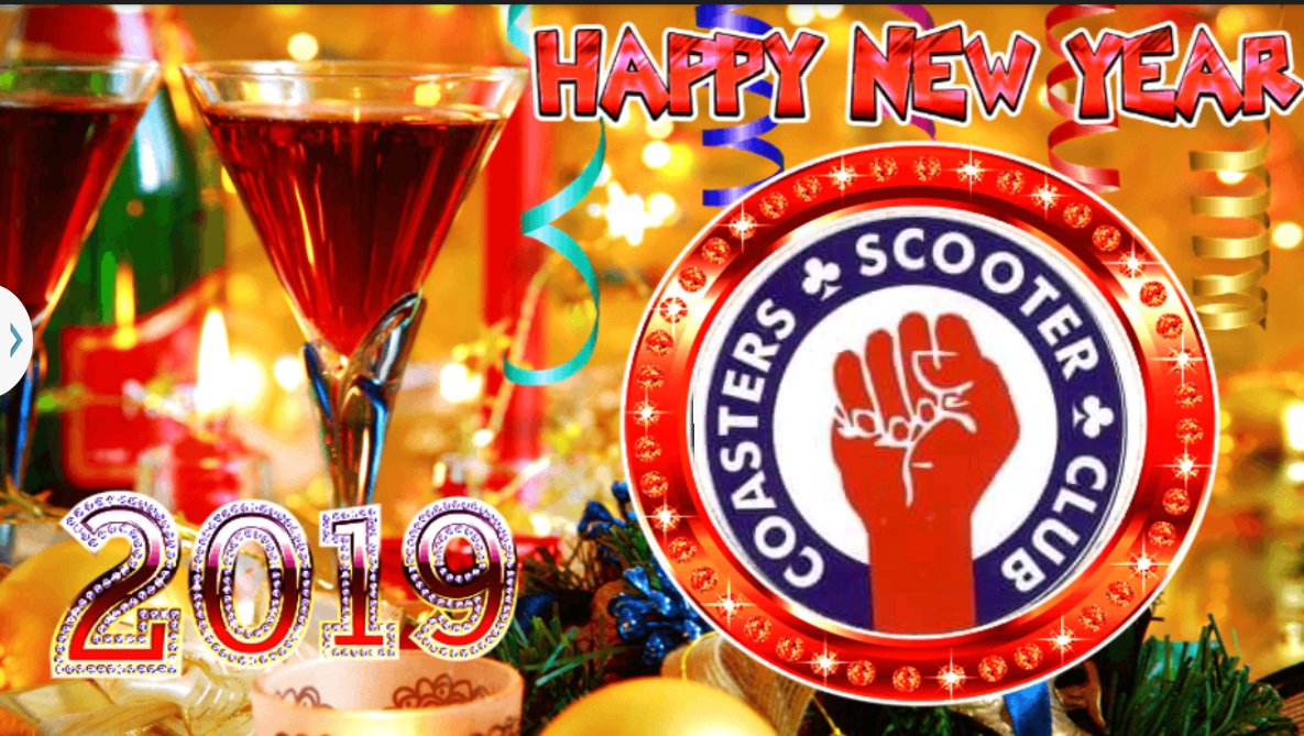 CoastersSC's tweet image. Happy New year from  Coasters scooter club 🎉🍺
Looking forward 2 a great 2019 👍😎
We meet up every Wednesday at the Case is Altered pub Bentley 🎯
Plus most Sundays for breakfast 🍴
Excited about teaming up with the Braintree breakfast sc for our On The Border scooter rally