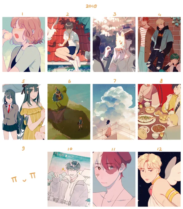 as is tradition, here is my 2018 summary of art - a big thank you to all for sticking with me ❤️ this year was a bit empty but i will improve more and draw more bgs in 2019! 