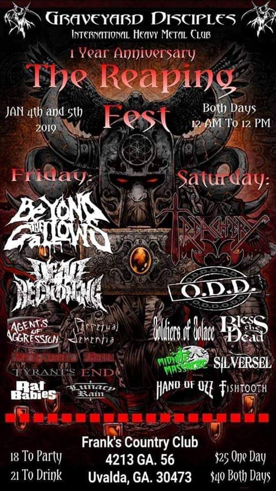 Fishtoothband's tweet photo. This coming weekend we hit the stage Saturday at noon!!! #thereapingfest #Georgia #metal #bands #graveyarddisciples https://t.co/13Q2ez7m5B