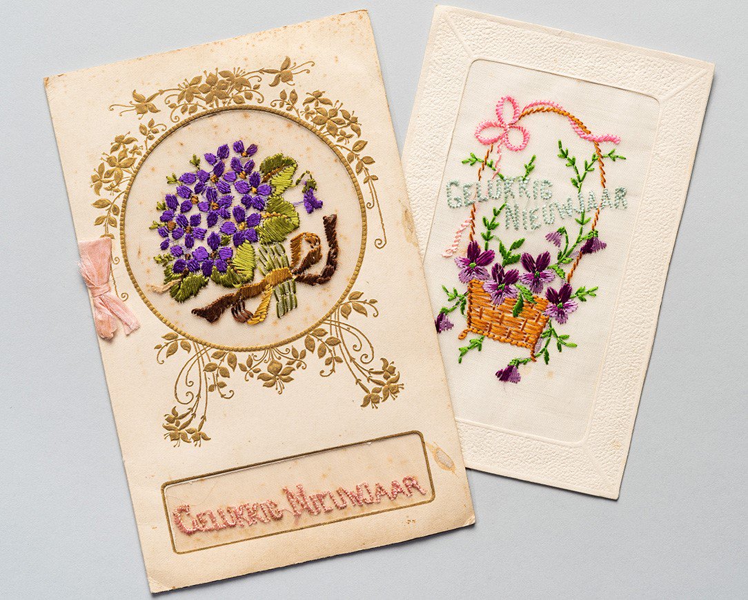 OrHist's tweet photo. What better way to begin 2019 than with some charming New Year’s greetings from the past? Our new post on #DearOregon shares delightful embroidered and leather cards found in a collection of papers from the Duyck family held in our research library. https://t.co/RKumsMAaLx https://t.co/kJzFLn2APf