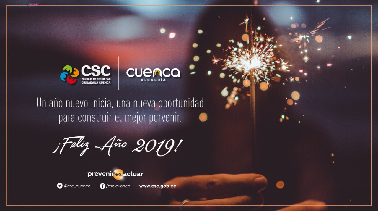 Inevitable Objeción desconcertado Consejo de Seguridad Ciudadana de Cuenca on Twitter: "El CSC les desea un Feliz Año 2019, recuerden que la corresponsabilidad en materia de seguridad es importante para construir una ciudad mas pacífica Inevitable Objeción desconcertado Consejo de Seguridad Ciudadana de Cuenca on Twitter: "El CSC les desea un Feliz Año 2019, recuerden que la corresponsabilidad en materia de seguridad es importante para construir una ciudad mas pacífica