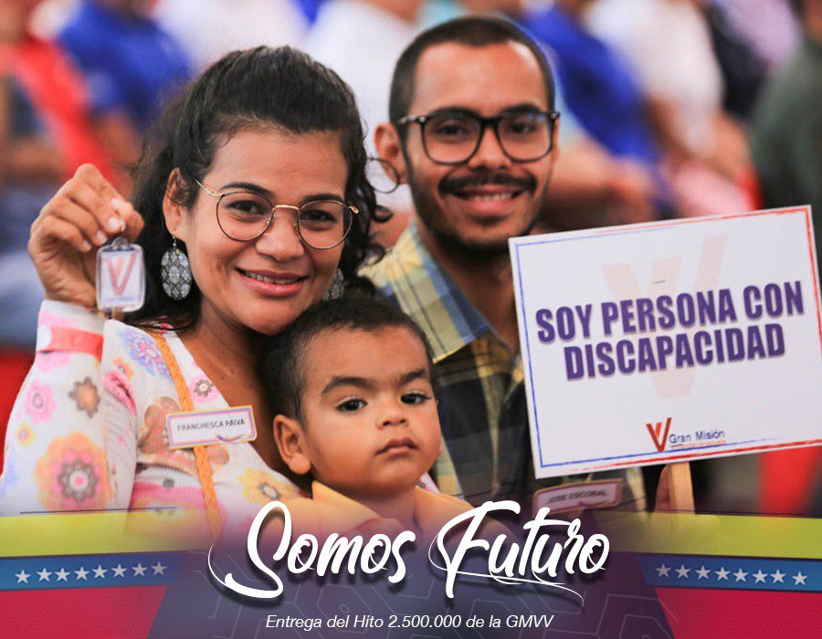 FMisionJGH's tweet photo. #Feliz2009 este año el Gobierno Revolucionario Bolivariano continuará garantizando la mayor suma de felicidad posible a las personas con discapacidad a través del Sistema de Protección Social y del @CarnetDLaPatria @pestanaajl @sramirez_fp @NicolasMaduro @DPresidencia https://t.co/O4Lyhjxv1r