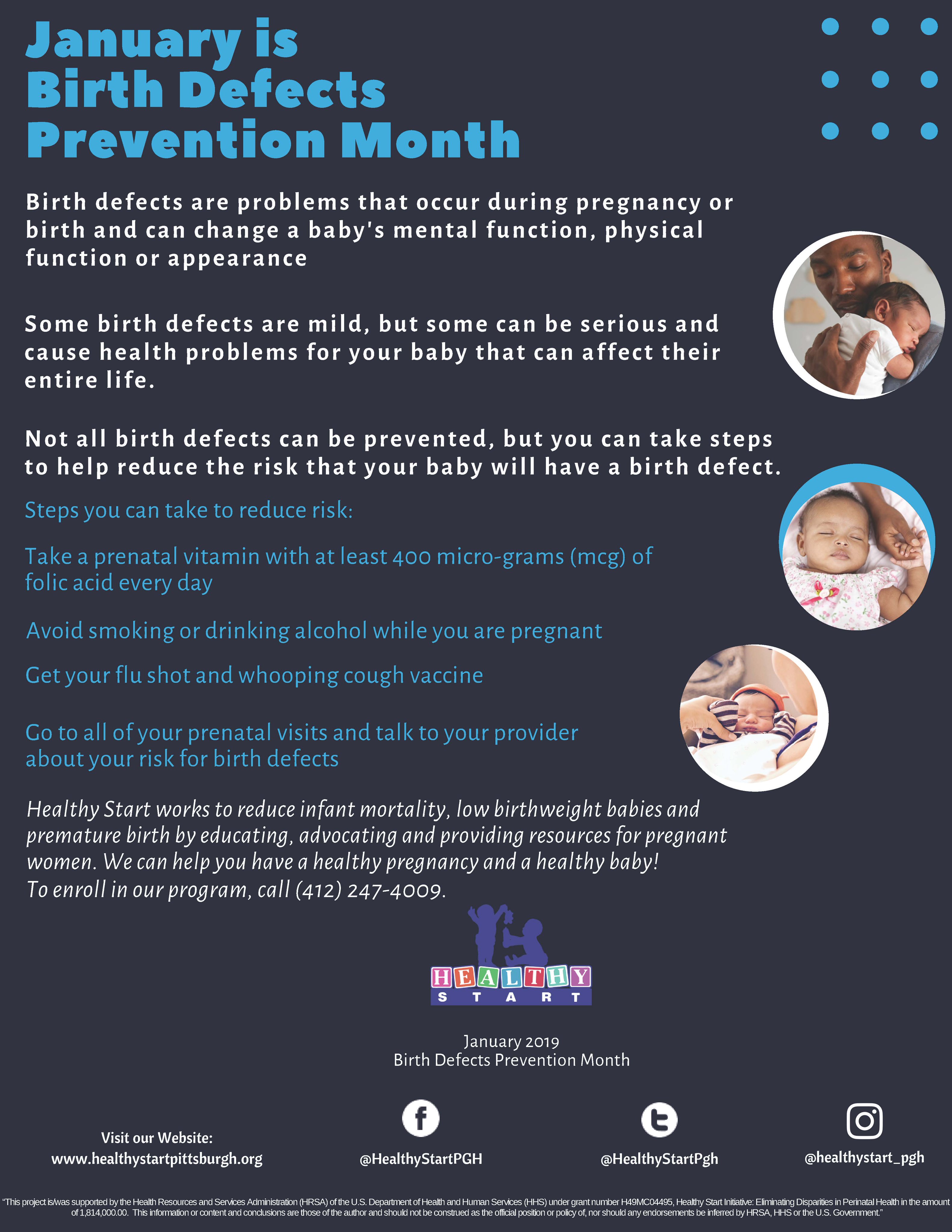 Healthy Start Inc January Is Birth Defects Prevention Month Birth Defects Can Be Mild But Some Can Cause Long Term Health Problems This Month We Ll Look At Ways To Have A