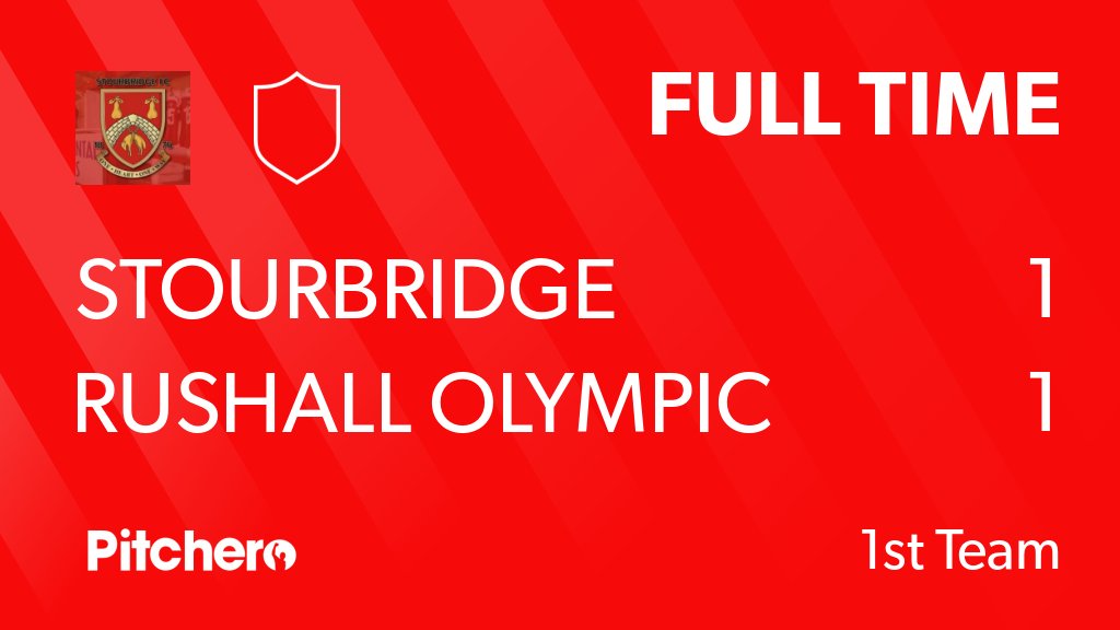 StourbridgeFC's tweet photo. FULL TIME: Stourbridge 1 - 1 Rushall Olympic
#STORUS #Pitchero
https://t.co/ousCk9xGlm https://t.co/vZrlC8SDb3