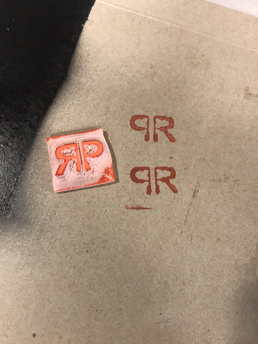 MadeByRP's tweet photo. I tried to cut my own stamp on the CNC today. The cut was successful and I was happy when the quality. PRO TIP: Don’t forget to mirror your image. Otherwise, you have a good quality stamp that is useless. 😂😂 #shapeoko #makers2019 #rubberstamp https://t.co/SUD5kmU7Y8