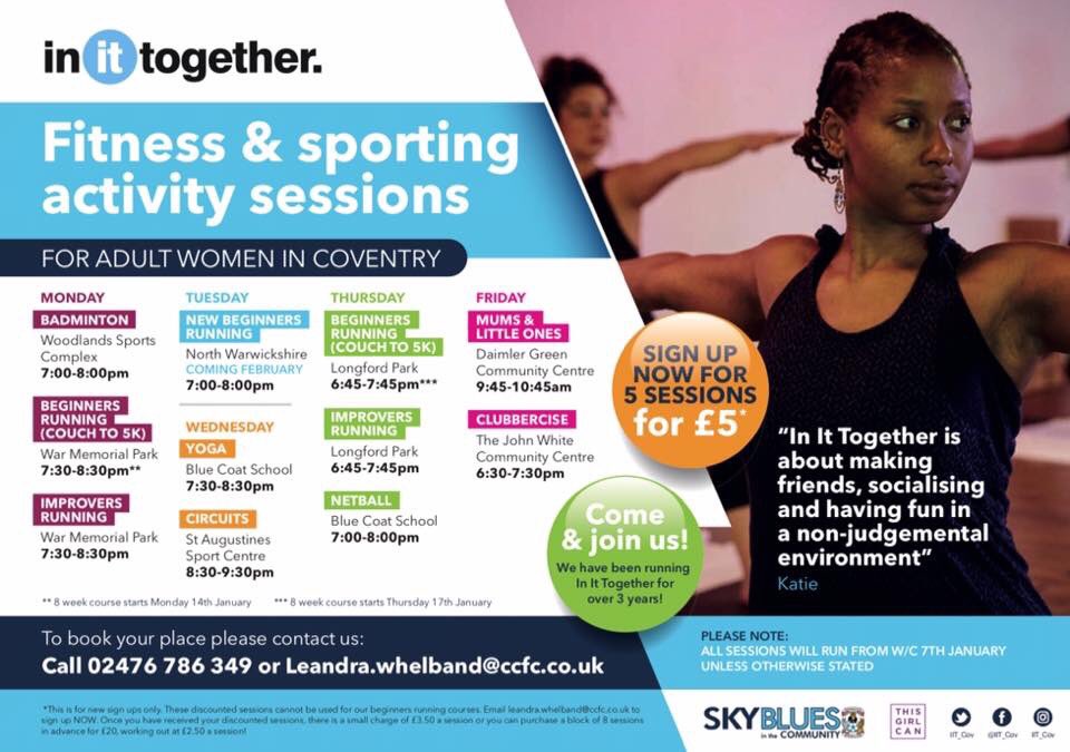 SBitC_CCFC's tweet photo. FEMALE ONLY FITNESS SESSIONS | New Year - New You? What a perfect opportunity to sign up to our Female Only programme &amp; get active with like minded women this January! New members can benefit from 5 sessions for £5! Tell a female friend &amp; join together 🙋🏼‍♀️

#MakingADifference https://t.co/hi5jyRqsgy