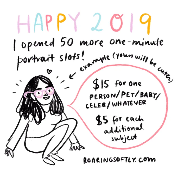 Ringing in the new year with 50 new one minute portrait slots!!  Buy one at https://t.co/E7RWQbpMUa ? 