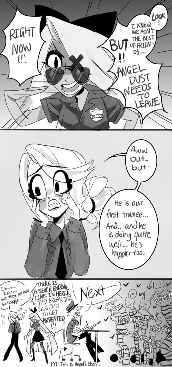 You're under arrest. #HazbinHotel #angeldust #charlie #vaggie