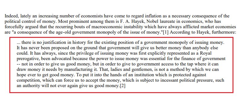 96) A second problem with fiat currency is the federal government's role as the sole issuer of money. Hyak noted there is no legitimate reason for a government to take such a position.
