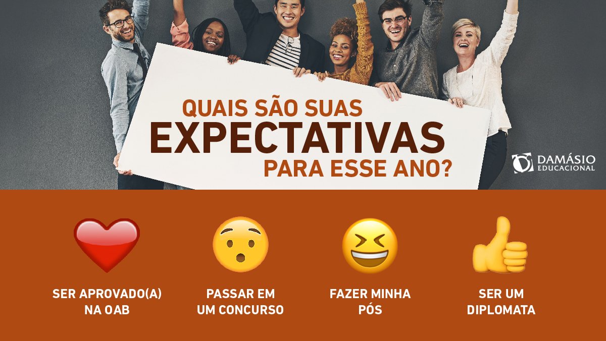 cursodamasio's tweet photo. Qual sua expectativa para esse ano?
Comenta aí com emojis que a gente quer saber! 😉🤓
#Feliz2019 #FelizAnoNovo #DeVoltaAsAulas #Carreira https://t.co/eGCxalhCQO