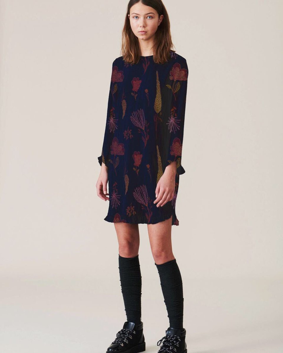 vilablava's tweet photo. What about this #Ganni dress with our stitched print on it? 
Total match with this trekking boots trend, leave it or love it 🖤
#vilablava #flowers #fauxembroidery #stitched #folk #treckking #trend #print #printdesign #textiledesign #estampados #diseñodeestampados https://t.co/qaHaFGiAXG