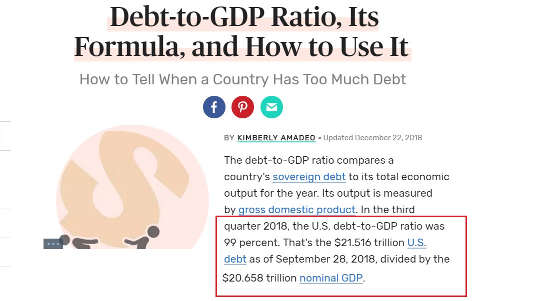 63) Currently, the US debt to GDP ratio is close to 100%. (Our GDP is around $21 trillion and so is our debt.)