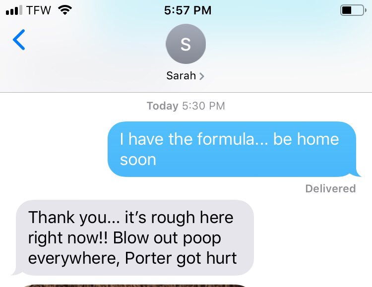 AJHuber30's tweet photo. I’ve had some great parenting texts in the past but this might take the cake. I’ll spare you the pictures that followed💩💩💩 https://t.co/LEPqNbnT6O