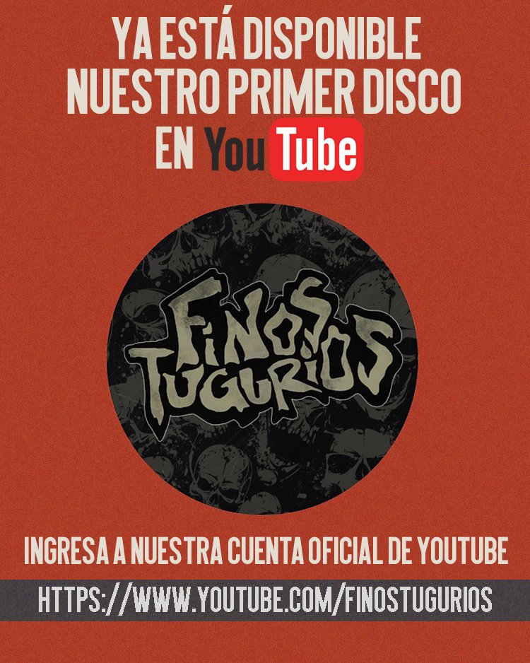 FinosTugurios's tweet photo. YA PODES ESCUCHAR NUESTRO PRIMER DISCO EN LA PALTAFORMA YOUTUBE → https://t.co/TjUnJM1B5j

FELIZ 2019 PARA TODOSSSSS https://t.co/o1CLUlrmUr
