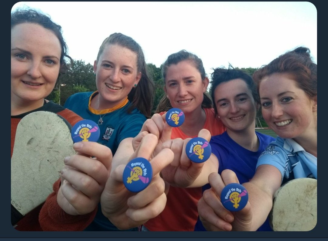 One day we got a photo from Brussels of these vibrant, beautiful camogie players wearing our Tipp badges. Sent us completely over the edge, we felt such pride & solidarity. Thank you  @MeadhbhBolger & all honorary stick-wielding  #TippRepealers 