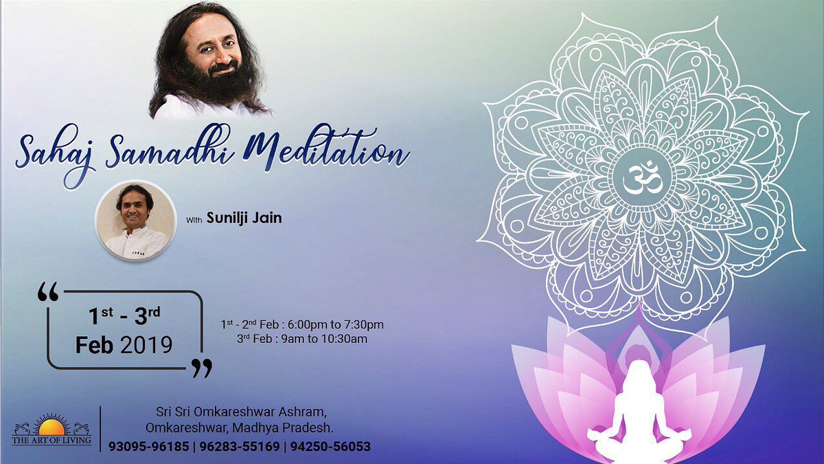 Rishividhyadhar's tweet photo. #Programs along with #Part2Programs #ArtOfSilence in month of #January / #February #2019 at #SriSriOmkareshwarAshram, O#mkareshwar, #MadhyaPradesh :
β’ 31st January-3rd February 2019.
Contact : +91 9309596185 / 9628355169 / 9425056053. #TuesdayMotivation #TuesdayThought https://t.co/aHGc6dmXTk