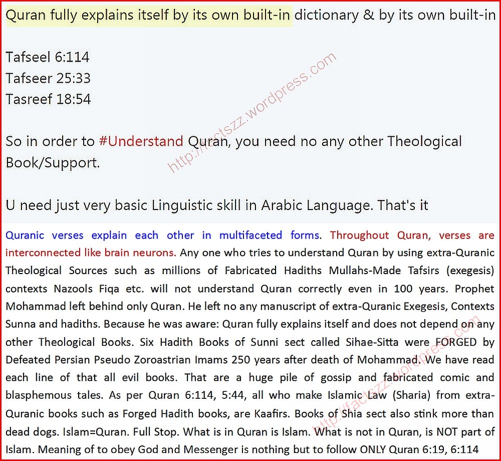 Truthr's tweet image. Quran is Standalone #infallible Book of GOD which fully explains itself. And Books forged by #Fallible Men/Mullahs/Imams cannot explain #infallible Book of GOD. NO WAY.

#Kazan #USA #London #France #Saudi #Hadith #Pakistan #Indonesia #Malaysia #Turkey #Australia #UAE #India