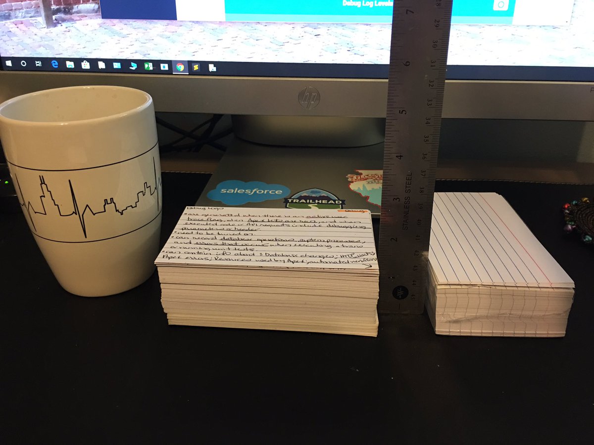 blancavleon's tweet image. Back at the #JourneytoPD1 certification studies and had to crack open a new pack of index cards. I wonder how tall this stack will be when I’m done?!?!?! 😂 { #LadiesBeArchitects #WITdevs #RADwomenCode powered } #100DaysOfCode #ApexNewbie #MomsCanCode
