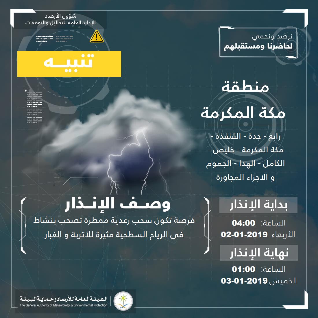 _jeddahweather's tweet photo. تنبيه - #منطقة_مكة_المكرمة - #رابغ 
#جدة

 #الإنذار_المبكر #طقس_السعودية
#الهيئة_العامة_للأرصاد_وحماية_البيئة https://t.co/rMgZoK6xRt