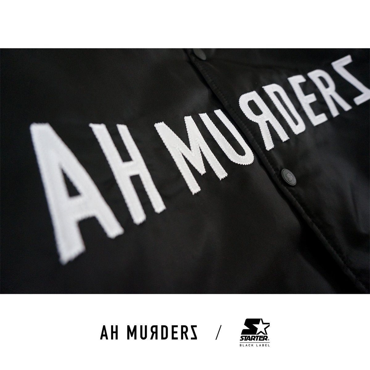 Ahmurderzjp's tweet image. 明日です！！
1月3日19:00発売！！

AH MURDERZ × STARTER BLACK LABEL
“ STADIUM JACKET ”

COLOR : BLACK
SIZE : S / M / L / XL
PRICE : ¥23,000 + tax
発売日 : 2019年1月3日（木）19:00〜
※ VIP会員様限定で同日18時から先行発売

ahmurderz.com/?pid=138657900

#AHMURDERZ #STARTER #STADIUMJACKET