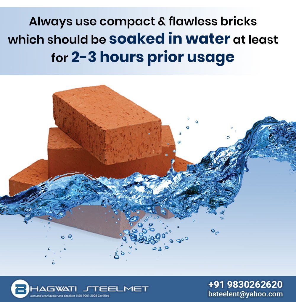 Bhagwati__Steel's tweet image. Bricks which are used for the constructing building should be shoaked in water for 2-3 hours.

#HomeBuildingTips #BhagwatiSteelmet