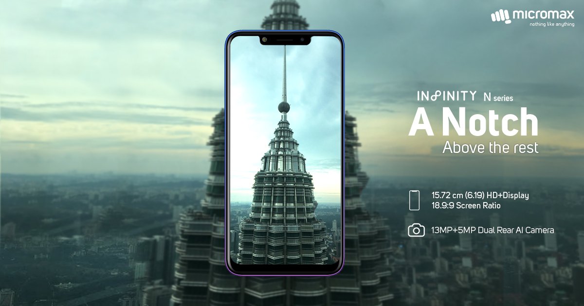 Micromax__India's tweet photo. Experience the harmony of a truly immersive screen and the Notch Display on #InfinityNSeries #NotchAboveTheRest https://t.co/mvNiRg70xZ