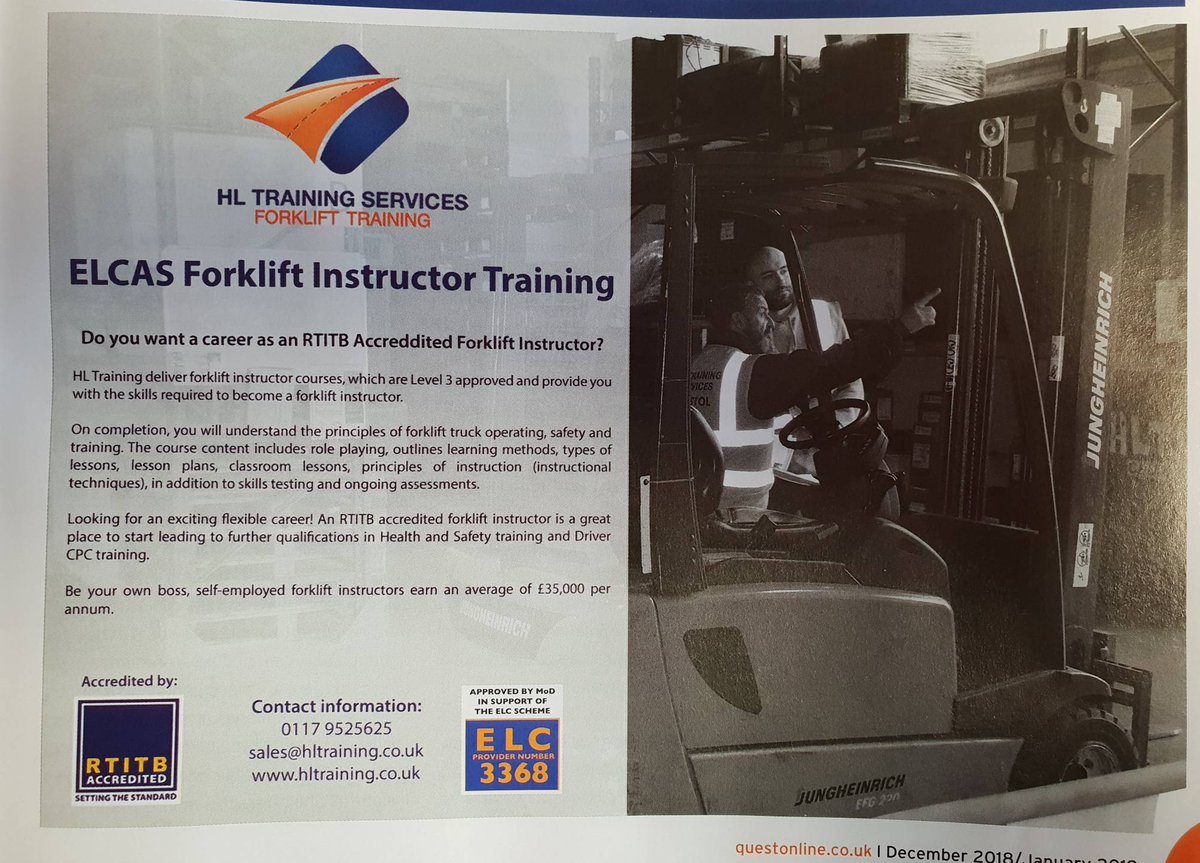 HLTraining1988's tweet photo. Look what's arrived today... our new #ELCAS advert in @questmagazine in now all systems. #civvystreet #enhancedlearningcredits #forkliftinstructor https://t.co/lDMsO1P0Cr