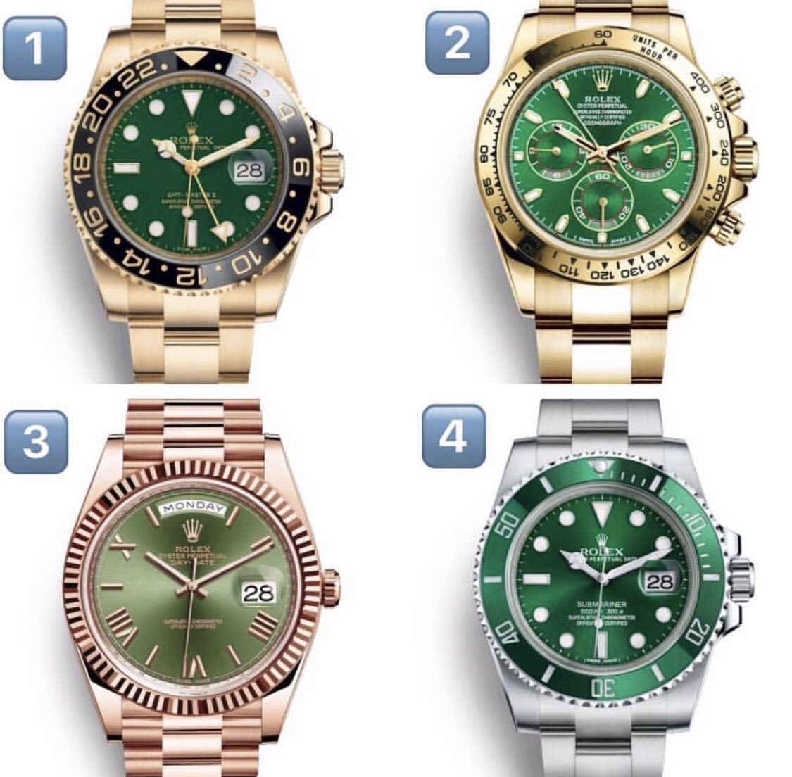 BQWatch's tweet photo. Green with envy! Which one would you choose and why?
#bqwatches #preownedrolex #datejust #watchaddict #luxurywatch #rolex #rolexwatches #menswatch #rolexlife #watchoftheday #watchporn #classicwatch #luxurylifestyle #fashion #fashionblogger #rosegold #mensfashion https://t.co/Cp82VGh2fs
