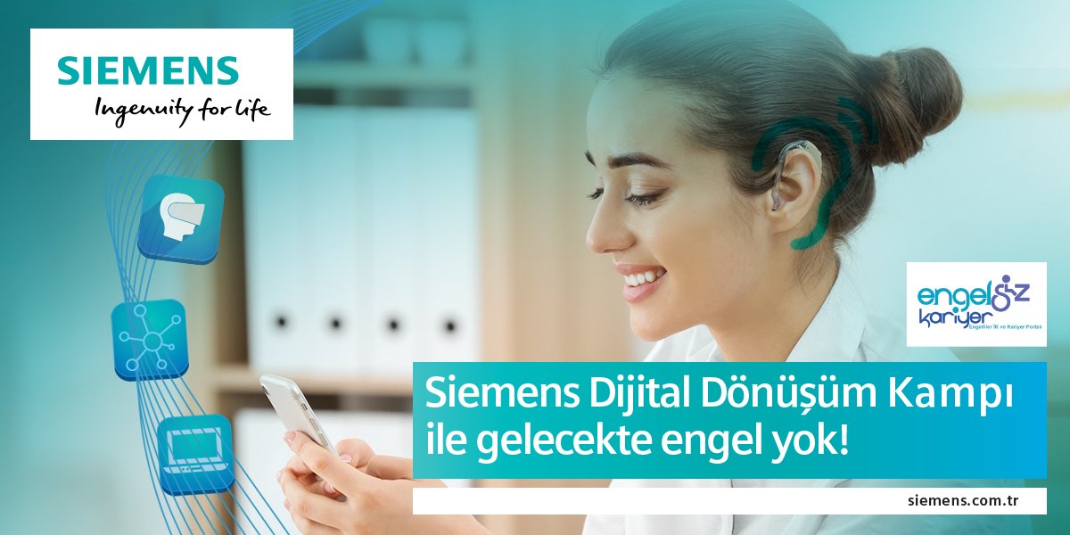 engelsizkariyer's tweet photo. Üniversite öğrencisi engelli gençlere özel olarak düzenlediğimiz #SiemensDijitalDönüşümKampı’na başvurularınızı bekliyoruz.Sertifikalı eğitimler ve #Siemens bünyesinde bordrolu iş deneyimi için gelin, geleceği yakalayın. Başvuru ve detaylar için tıklayın: https://t.co/MKbjcvefuU https://t.co/D1chV2Gu3r