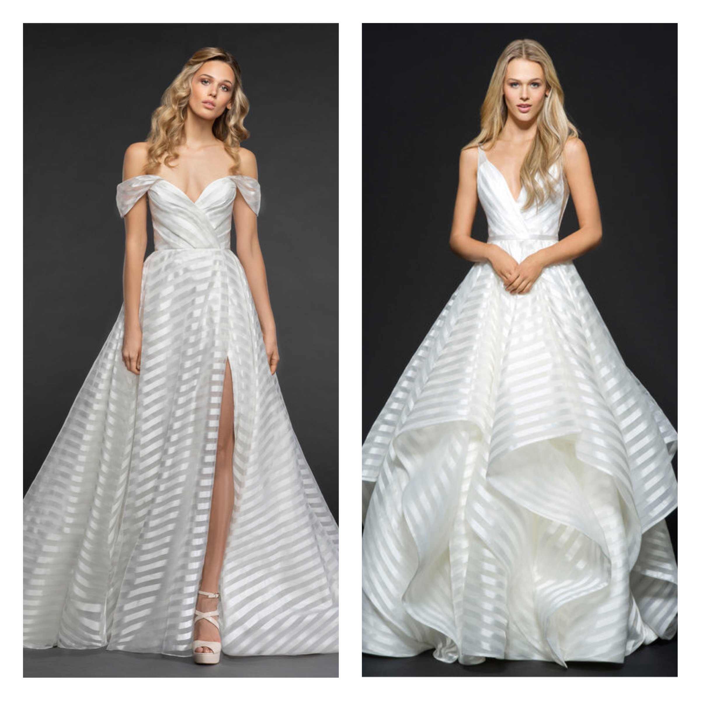 Victoria Elaine Bridal on X We are in love with both of these gowns by misshayleypaige and jlm couture international featuring the iconic striped organza seen originally on Hayley Paige gowns But whic...