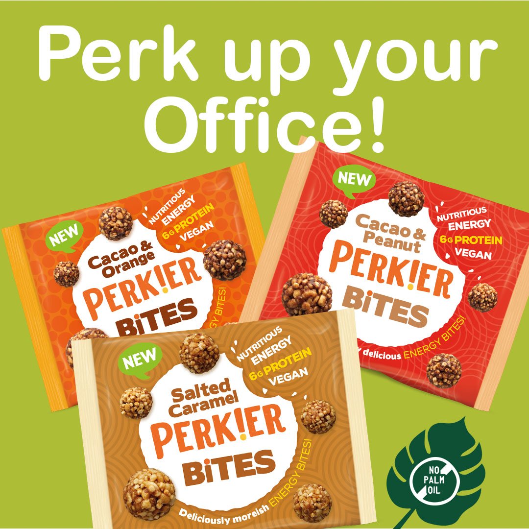Perkierfoods's tweet photo. #COMPETITION! Back to work? No fear! Get your mits on NEW PERK!ER BiTES to perk-up your office! RT for the chance to #win! 😉 #nopalmoil #vegan #perkupyouroffice  #winitwednesday #saynotopalmoil #palmoilfree #glutenfree ENDS 11PM 02.01.2019 https://t.co/TF9BxVULB6