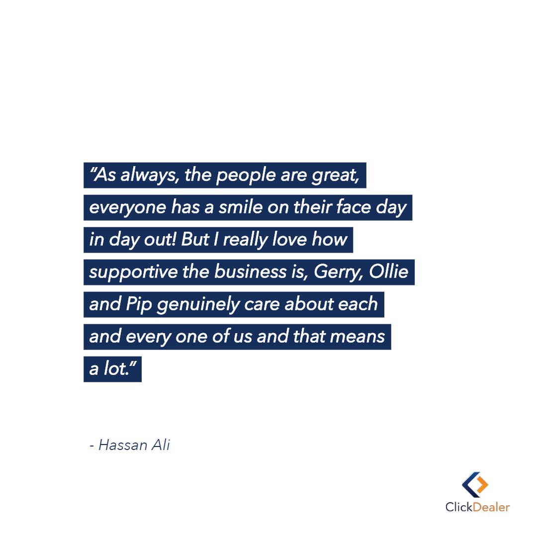 ClickDealerLTD's tweet photo. SEM Account Manager, Hassan Ali's response when asked 'What do you love most about working at Click?' 🙌
#TwitterCarClub #MeetTheClickers https://t.co/MS6Vcliy5y