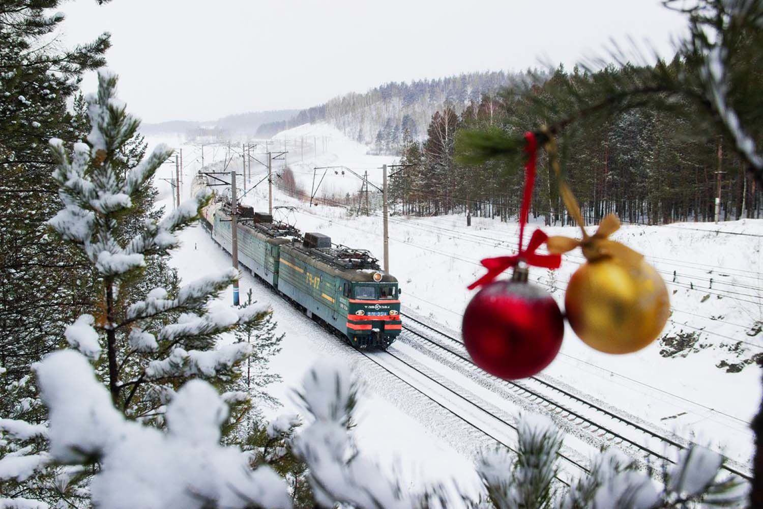 Новогодний открытки с поездом