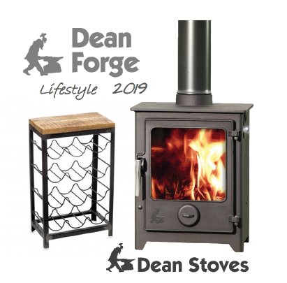 DeanForge's tweet photo. It's 2019 and a New Year lifestyle ...! An empty industrial wooden top Wine Rack and a Dean Stoves Dartmoor 5 wood burning stove is a good choice for January. #deanforge #Sales #dartmoor #stoves #deanstoves #lifestyle https://t.co/6u0JCKpJms