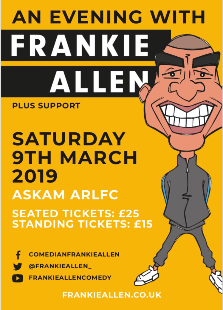 This year we will be our 140th year as an Amateur Rugby League Club

We will be holding events throughout the year to support and celebrate this achievement

A date for your diary is 9th March as we host an evening with <a href="/FrankieAllen_/">Frankie Allen</a> 

Please RT and show your support 🔰