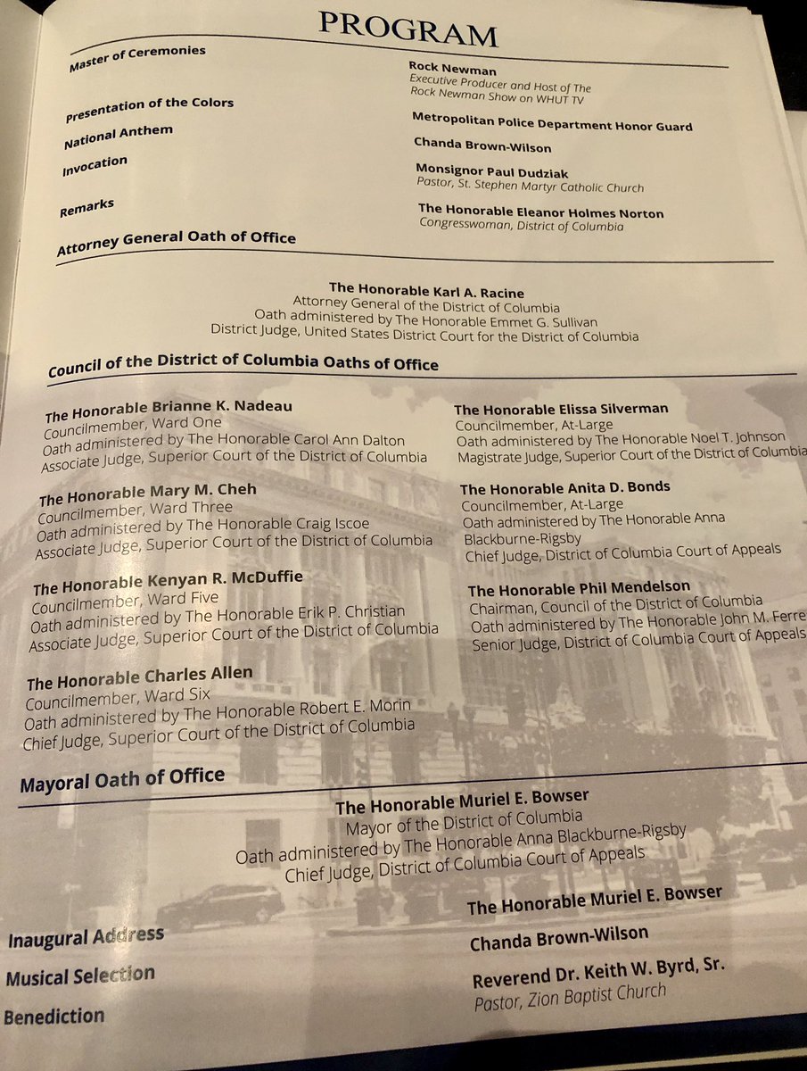 DCOPC's tweet photo. Congratulations to @MayorBowser @AGKarlRacine @ChmnMendelson and all members of @councilofdc on your swearing in. Looking forward to continuing to work with you for the benefit of DC utility consumers. #DCProud19 https://t.co/c53goEWC4Z
