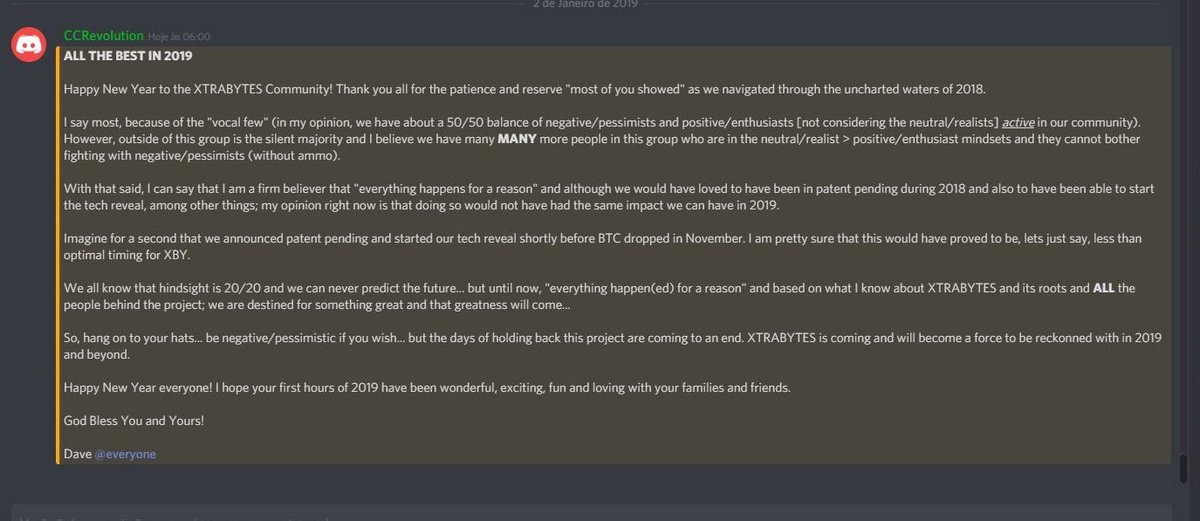 R7TRPS's tweet photo. ALL THE BEST IN 2019🚀

Site official: https://t.co/EhFfzIZTQr
Twitter: @XTRABYTES

#HappyNewYear2019 $XBY #PoSIGN #bitcoinbrasil #Decentralized #moedasdigitais #blockchain #cryptocurrency
#liberdadefinanceira $btc #blockchainbrasil https://t.co/MCDOA0QM77