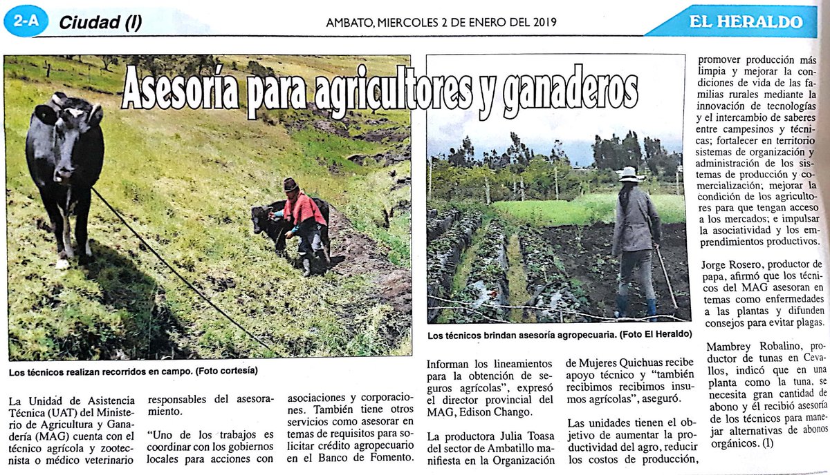 Diario El Heraldo 📰 | Asesoría  para agricultores y ganaderos #JuntoAlProductor 
↪elheraldo.com.ec/asesoria-para-…