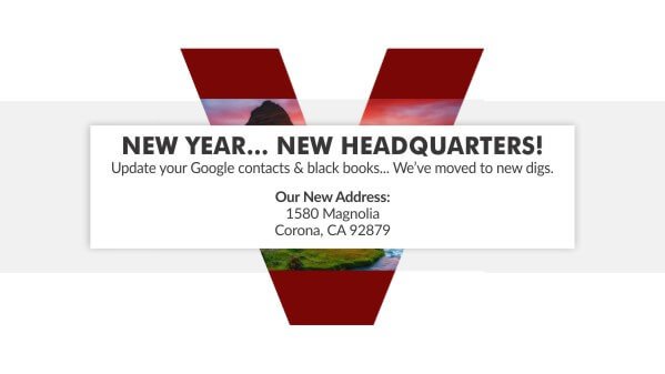 VantageLED's tweet photo. WE'VE MOVED! NEW YEAR... NEW HEADQUARTERS!
VANTAGE LED USA
1580 Magnolia
Corona, CA 92879
#ThisIsVantage #MakeAnImpact #NewDigs https://t.co/NvhwSuK2zA