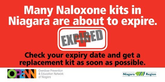 Naloxone always has an expiry date.  Make sure to
check your kit, and get a new one if needed. 
  #OPENNiagara #EndODNiagara
