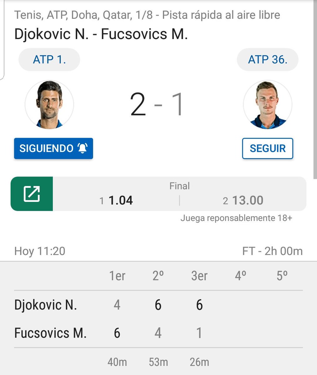 tenisnextgen's tweet photo. #ATP #Doha 🇶🇦
Victoria para @DjokerNole 🇷🇸 Tras comenzar perdiendo el primer set, se recuperó y sigue avanzando en @QatarTennis 

#TenisNextGen #Tenis #Tennis #Djokovic https://t.co/7MtJkj63A2