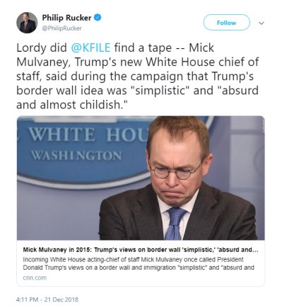 Trump also uses his appointees in cabinet positions to promote his talking points and hateful agendas. They have relatively free access to MSM and Fox News. Pompeo, Whitaker and Mick Mulvaney are some of his latest flag flyers.  @StateDept  @MickMulvaneyOMB  @MattWhitaker46