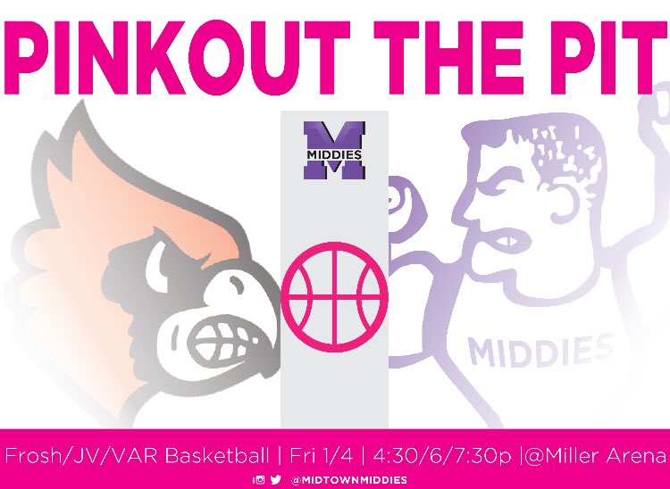 midtownmiddies's tweet photo. ICYMI....this weekends boys & girls basketball games are a PINK OUT!!! Wear your purchased pink Middie event t-shirts or create your own attire. All funds raised for the night will go to support the @PinkRibbonGirls!
#PinkPit @MiddletownOH @middiepit @middie_hoops @MBBMiddies https://t.co/b8HYuyb3WU