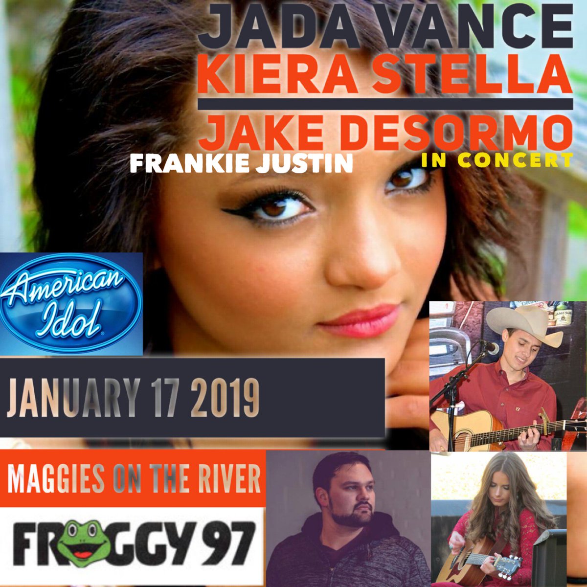 FROGGY97WFRY's tweet image. We've set aside 5 pair of tix to our next #PLS just for the Twitterverse!  PM us to win to see @jadavancemusic , @kstellamusic , @FRANKIEJUSTIN1 and @JakeDesormo the 17th at @MaggiesOnRiver !!  @JPFROGGY97 @meganlea81 @webbfootewfry