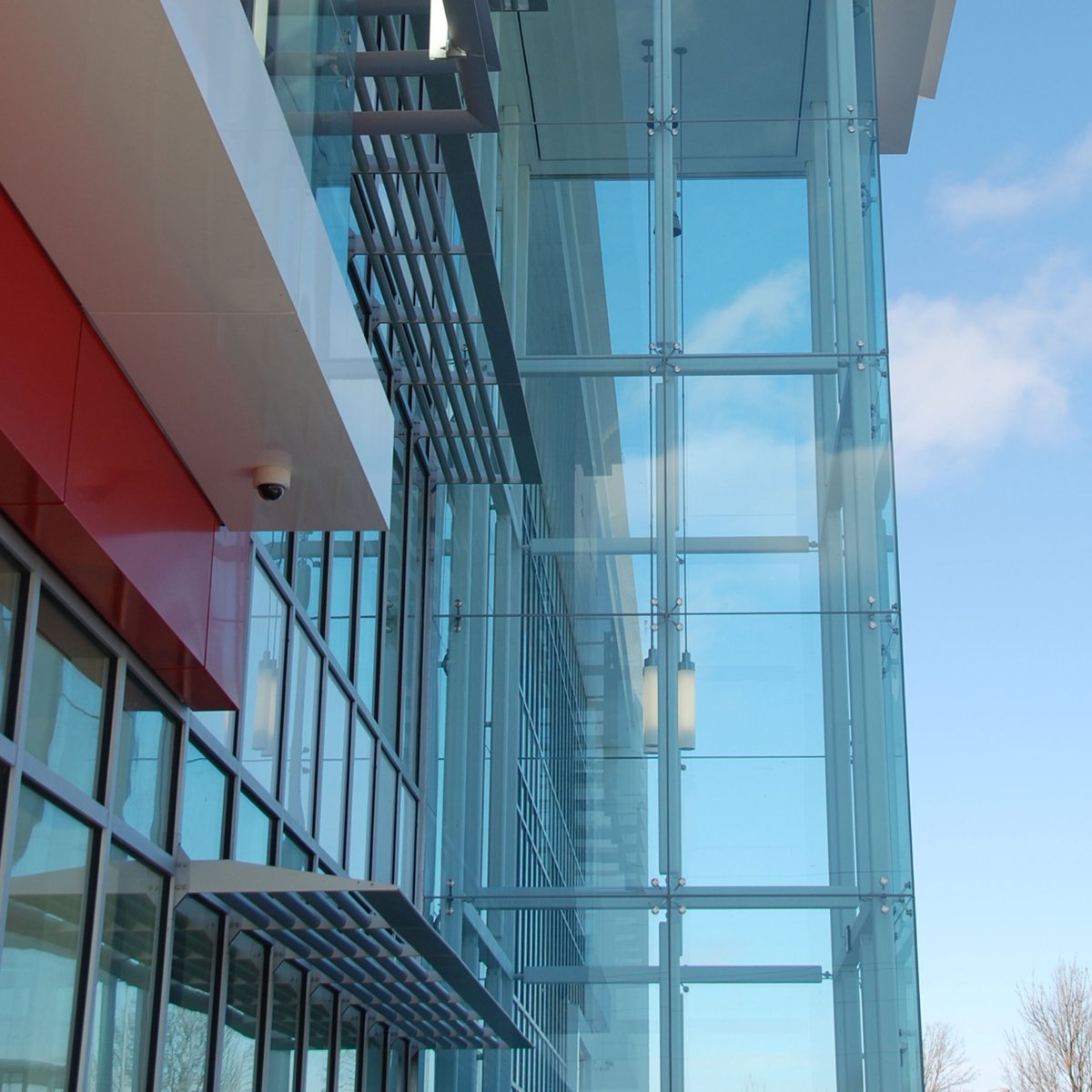 stella_glass's tweet photo. The spider #glazed #system on the Geo. A. Kelson #Headquarters #building was mounted to steel HSS profiles using Stella’s Nutsert system. A #customized floating header ensured secure connections to the doors below and the transom panels above. https://t.co/EIpsT6LCms
